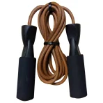 Leather Jump Rope with Foam-Padded Handles in Black
