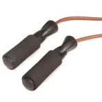 Leather Jump Rope with Foam-Padded Handles in Black - Image 2