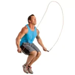 Leather Jump Rope with Foam-Padded Handles in Black - Image 3
